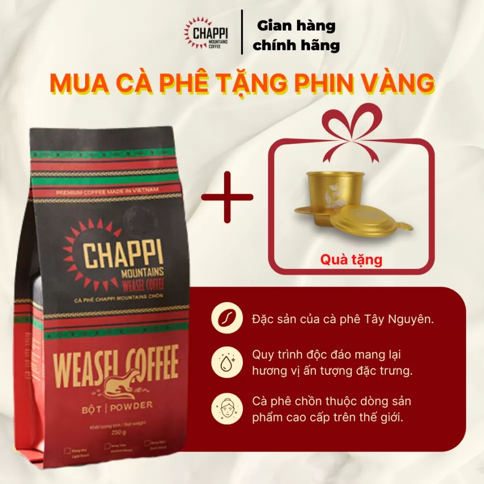 CÀ PHÊ CHỒN HẠT CAO CẤP (vị độc đáo từ quy trình sản xuất đặc biệt, thanh vị và dậy mùi cà phê)